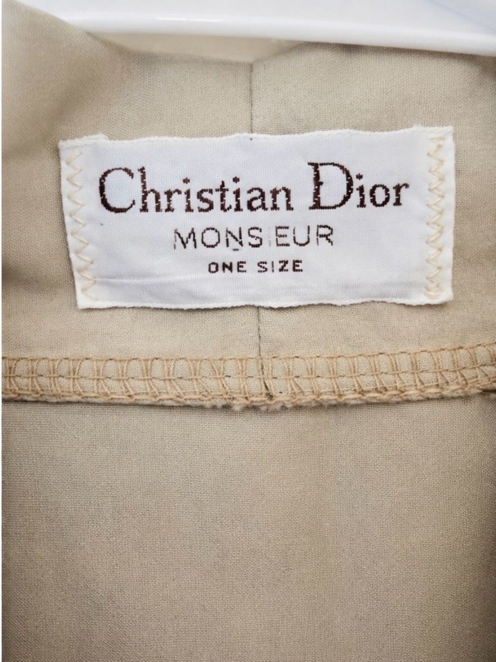 Christian Dior Monsieur Beige Robe One Size Vintage Designer Kimono w/ Belt - Picture 4 of 5
